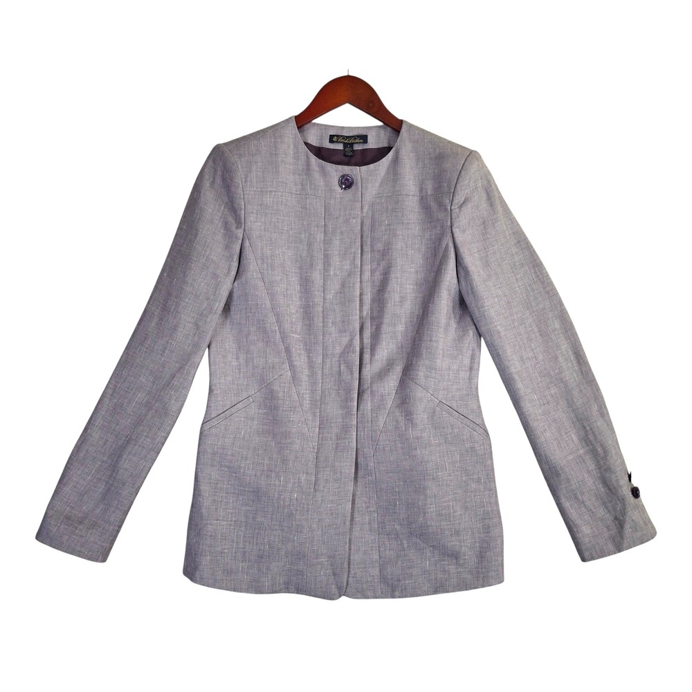 Brooks Brothers Loro Piana Blazer Jacket Purple Womens 8 Linen Wool Silk Italy